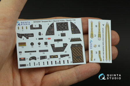 Quinta Studio QD32097 - Tempest Mk.V 3D-Printed &amp; coloured Interior on decal paper (for Special Hobby/Revell kit) - 1:32