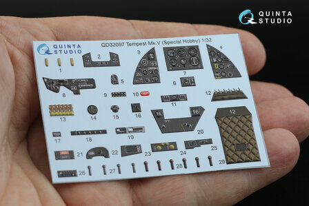 Quinta Studio QD32097 - Tempest Mk.V 3D-Printed &amp; coloured Interior on decal paper (for Special Hobby/Revell kit) - 1:32