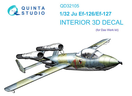 Quinta Studio QD32105 - Ju EF 126/EF 127 3D-Printed &amp; coloured Interior on decal paper (for Das Werk kit) - 1:32