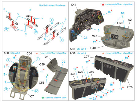 Quinta Studio QD32105 - Ju EF 126/EF 127 3D-Printed &amp; coloured Interior on decal paper (for Das Werk kit) - 1:32