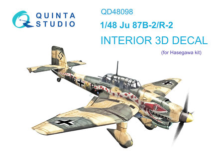 Quinta Studio QD48098 - Ju 87B-2/R-2  3D-Printed &amp; coloured Interior on decal paper (for Hasegawa kit) - 1:48