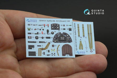 Quinta Studio QD48121 - Spitfire Mk.XVI 3D-Printed &amp; coloured Interior on decal paper (for Eduard kit) - 1:48