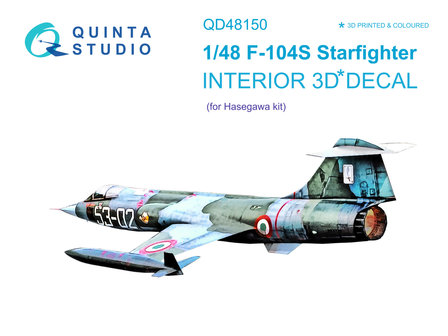 Quinta Studio QD48150 - F-104S 3D-Printed &amp; coloured Interior on decal paper (for Hasegawa kit) - 1:48