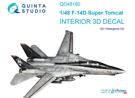 Quinta Studio QD48180 - F-14D 3D-Printed &amp; coloured Interior on decal paper (for Hasegawa kit) - 1:48