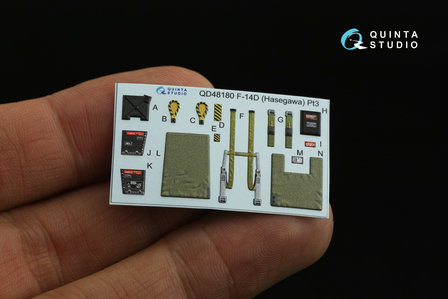 Quinta Studio QD48180 - F-14D 3D-Printed &amp; coloured Interior on decal paper (for Hasegawa kit) - 1:48