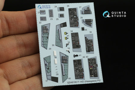 Quinta Studio QD48180 - F-14D 3D-Printed &amp; coloured Interior on decal paper (for Hasegawa kit) - 1:48