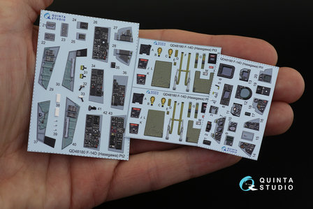 Quinta Studio QD48180 - F-14D 3D-Printed &amp; coloured Interior on decal paper (for Hasegawa kit) - 1:48