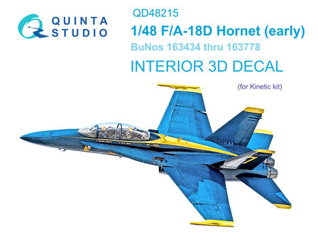 Quinta Studio QD48215 - F/A-18D Early 3D-Printed &amp; coloured Interior on decal paper (for Kinetic kit) - 1:48