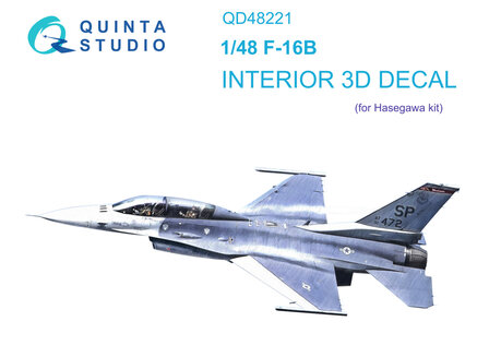 Quinta Studio QD48221 - F-16B 3D-Printed &amp; coloured Interior on decal paper (for Hasegawa kit) - 1:48