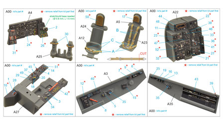 Quinta Studio QD48229 - He 219 3D-Printed &amp; coloured Interior on decal paper (for Tamiya kit) - 1:48