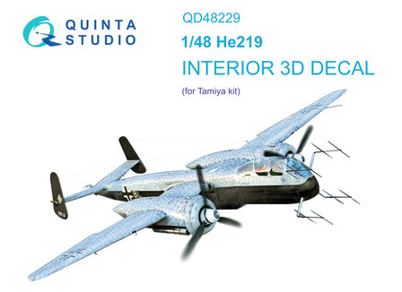 Quinta Studio QD48229 - He 219 3D-Printed &amp; coloured Interior on decal paper (for Tamiya kit) - 1:48