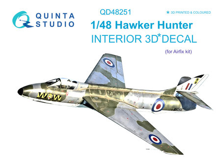 Quinta Studio QD48251 - Hawker Hunter 3D-Printed &amp; coloured Interior on decal paper (for Airfix kit) - 1:48