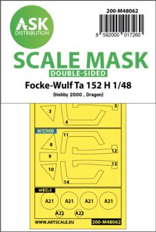 ASK 200-M48062 - Focke-Wulf Ta 152 H double-sided express mask for Hobby2000, Dragon - 1:48