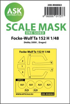 ASK 200-M48063 - Focke-Wulf Ta 152 H one-sided express mask for Hobby2000, Dragon - 1:48