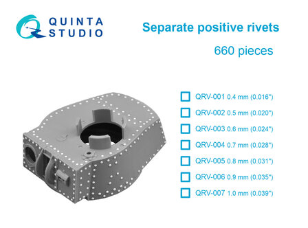 Quinta Studio QRV-007 - Separate positive rivets, 1.0mm (0.039&quot;), 660 pcs - all scales