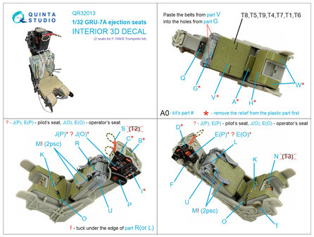 Quinta Studio QR32013 - GRU-7A ejection seats F-14A/B (2 pcs) (for Trumpeter kit) - 1:32