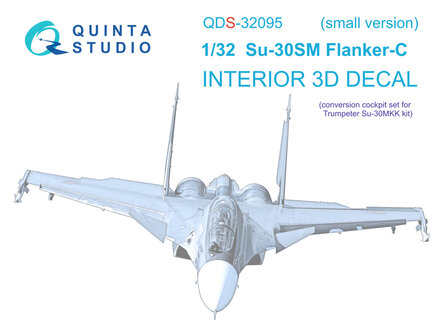 Quinta Studio QDS-32095 - Su-30SM 3D-Printed &amp; coloured Interior on decal paper (conversion for Trumpeter Su-30MKK) - Small Version - 1:32