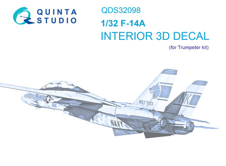 Quinta Studio QDS-32098 - F-14A 3D-Printed &amp; coloured Interior on decal paper (for Trumpeter kit) - Small Version - 1:32