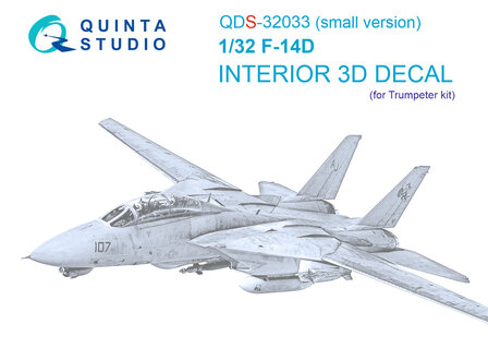 Quinta Studio QDS-32033 - F-14D 3D-Printed &amp; coloured Interior on decal paper (for Trumpeter kit) - Small Version - 1:32