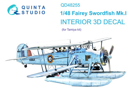 Quinta Studio QD48255 - Swordfish Mk.I 3D-Printed &amp; coloured Interior on decal paper (for Tamiya kit) - 1:48