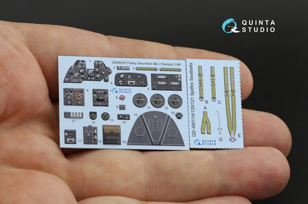 Quinta Studio QD48255 - Swordfish Mk.I 3D-Printed &amp; coloured Interior on decal paper (for Tamiya kit) - 1:48