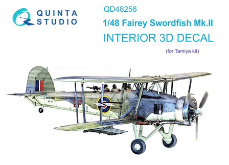 Quinta Studio QD48256 - Swordfish Mk.II 3D-Printed &amp; coloured Interior on decal paper (for Tamiya kit) - 1:48