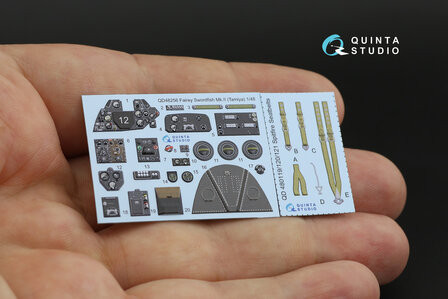 Quinta Studio QD48256 - Swordfish Mk.II 3D-Printed &amp; coloured Interior on decal paper (for Tamiya kit) - 1:48