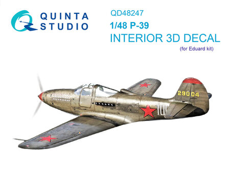 Quinta Studio QD48247 - P-39 3D-Printed &amp; coloured Interior on decal paper (for Eduard kit) - 1:48