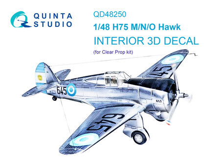 Quinta Studio QD48250 - H75 M/N/O Hawk 3D-Printed &amp; coloured Interior on decal paper (for Clear Prop kit) - 1:48