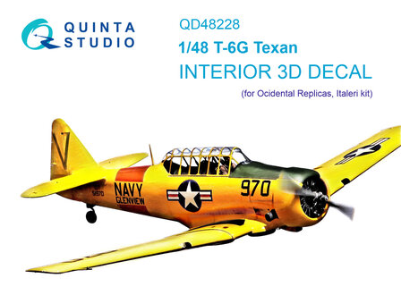 Quinta Studio QD48228 - T-6G 3D-Printed &amp; coloured Interior on decal paper (for Italeri kit) - 1:48