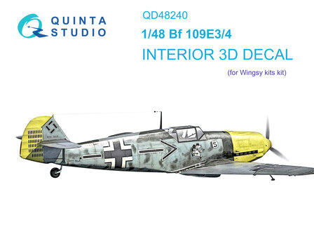 Quinta Studio QD48240 - Bf 109E-3/4 3D-Printed &amp; coloured Interior on decal paper (for Wingsy kits kit) - 1:48