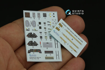 Quinta Studio QD48240 - Bf 109E-3/4 3D-Printed &amp; coloured Interior on decal paper (for Wingsy kits kit) - 1:48