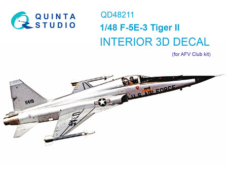 Quinta Studio QD48211 - F-5E-3 Tiger II 3D-Printed &amp; coloured Interior on decal paper (for AFV Club kit) - 1:48