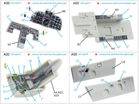 Quinta Studio QD48211 - F-5E-3 Tiger II 3D-Printed &amp; coloured Interior on decal paper (for AFV Club kit) - 1:48