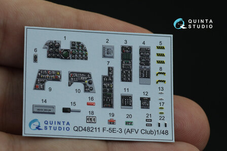 Quinta Studio QD48211 - F-5E-3 Tiger II 3D-Printed &amp; coloured Interior on decal paper (for AFV Club kit) - 1:48