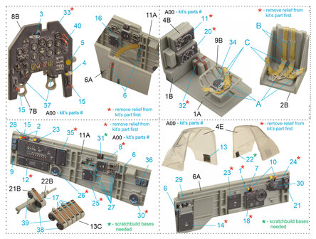 Quinta Studio QD48206 - Ju 87B-2/R-2 3D-Printed &amp; coloured Interior on decal paper (for Italeri kit) - 1:48