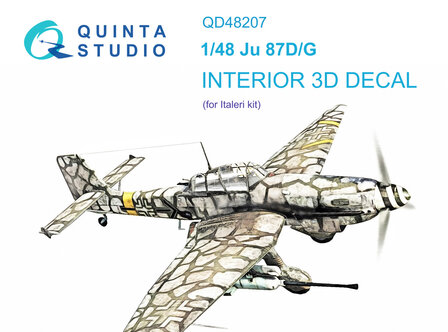 Quinta Studio QD48207 - Ju 87D/G 3D-Printed &amp; coloured Interior on decal paper (for Italeri kit) - 1:48