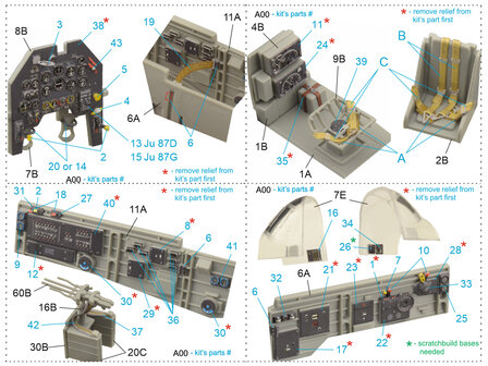 Quinta Studio QD48207 - Ju 87D/G 3D-Printed &amp; coloured Interior on decal paper (for Italeri kit) - 1:48