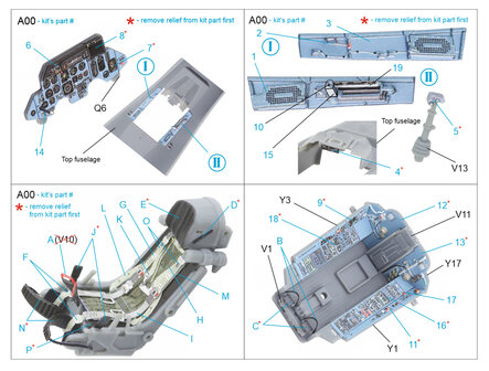 Quinta Studio QD48203 - Su-27 3D-Printed &amp; coloured Interior on decal paper (for Hobby Boss kit) - 1:48