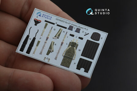 Quinta Studio QD48203 - Su-27 3D-Printed &amp; coloured Interior on decal paper (for Hobby Boss kit) - 1:48