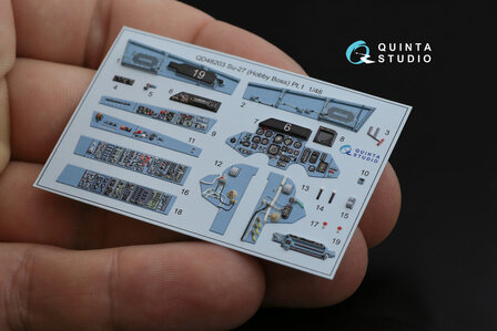 Quinta Studio QD48203 - Su-27 3D-Printed &amp; coloured Interior on decal paper (for Hobby Boss kit) - 1:48