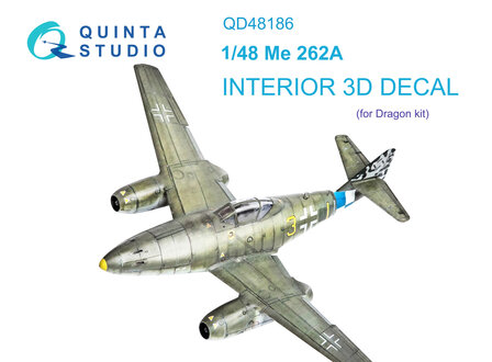 Quinta Studio QD48186 - Me 262A 3D-Printed &amp; coloured Interior on decal paper (for Dragon kit) - 1:48