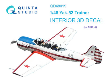 Quinta Studio QD48019 - Yak-52 3D-Printed &amp; coloured Interior on decal paper (for ARK kit) - 1:48