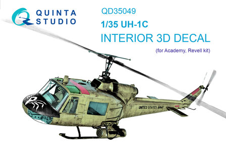 Quinta Studio QD35049 - UH-1C 3D-Printed &amp; coloured Interior on decal paper (for Academy kit) - 1:35