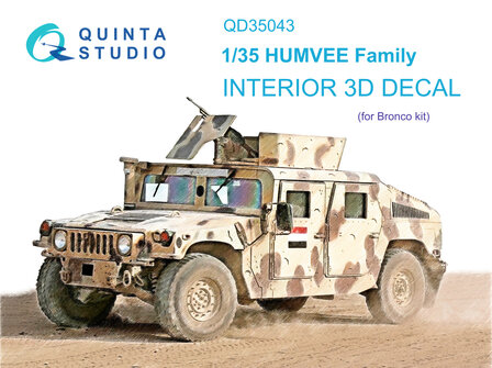 Quinta Studio QD35043 - HUMVEE Family 3D-Printed &amp; coloured Interior on decal paper (for Bronco kit) - 1:35