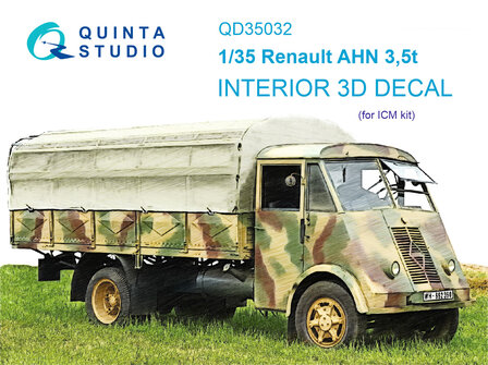 Quinta Studio QD35032 - Renault AHN 3.5t 3D-Printed &amp; coloured Interior on decal paper (for ICM kit) - 1:35