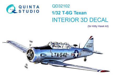 Quinta Studio QD32102 - T-6G 3D-Printed &amp; coloured Interior on decal paper (for Kitty Hawk kit) - 1:32