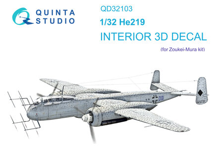 Quinta Studio QD32103 - He 219 3D-Printed &amp; coloured Interior on decal paper (for ZM SWS kit) - 1:32