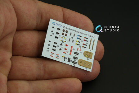 Quinta Studio QD32103 - He 219 3D-Printed &amp; coloured Interior on decal paper (for ZM SWS kit) - 1:32