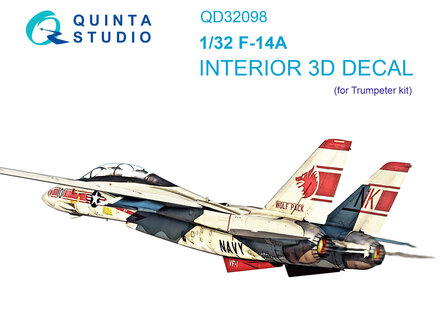 Quinta Studio QD32098 - F-14A 3D-Printed &amp; coloured Interior on decal paper (for Trumpeter kit) - 1:32